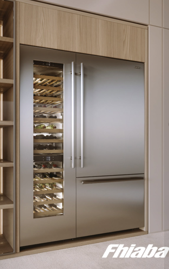 Fhiaba built-in wine refrigeration integrated with cabinetry